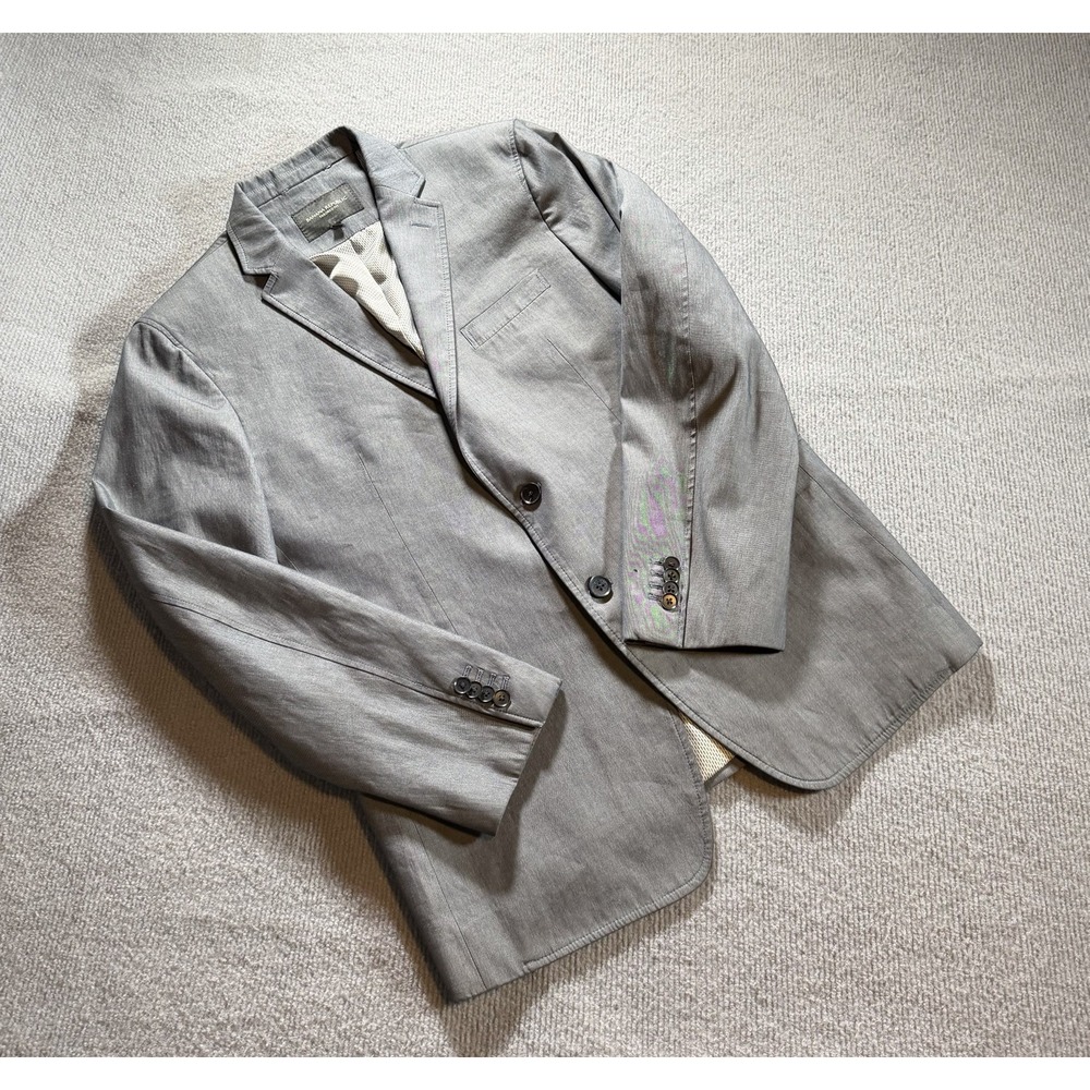 Vtg Griffon Mens Large Gray Blazer Jacket Leather Buttons Scotland
